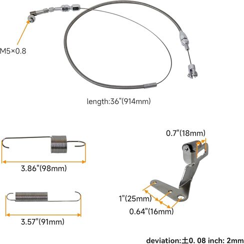 Billet Aluminum Gas Throttle Pedal Floor Mount Hot Rod Rat 2 Pad+Stainless Steel 36" Throttle Gas Cable &Spring Street Chevy Ford SBC Street Rods, Etc Black. in Saudi Arabia