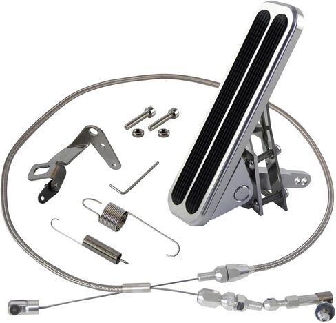 Billet Aluminum Gas Throttle Pedal Floor Mount Hot Rod Rat 2 Pad+Stainless Steel 36" Throttle Gas Cable &Spring Street Chevy Ford SBC Street Rods, Etc Black. in Saudi Arabia