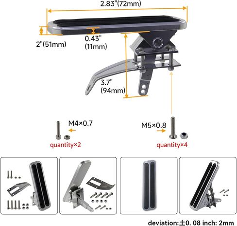 Billet Aluminum Gas Throttle Pedal Floor Mount Hot Rod Rat 2 Pad+Stainless Steel 36" Throttle Gas Cable &Spring Street Chevy Ford SBC Street Rods, Etc Black. in Saudi Arabia