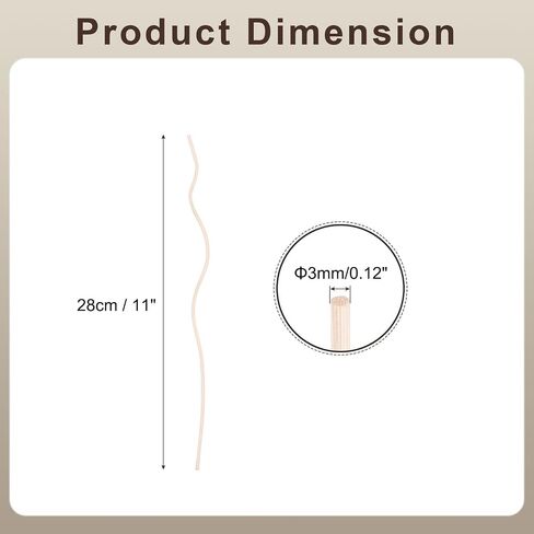 UXCELL 20PCS Wavy Rattan Reed Diffuser Sticks ، 28 سم/11 طبيعية خشبية من العطور الخشبية الموزع للتشويش بديل للمنزل ، غرفة نوم ، فندق ، مكتب ، ديكور رف الحمام (القهوة) in Kuwait