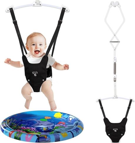 Baby Jumper, Baby Doorway Jumper with Adjustable Strap, Protable Baby Jumpers and Bouncers, Easy to Assemble, Baby Bouncer Jumper with Water Mat in Kuwait