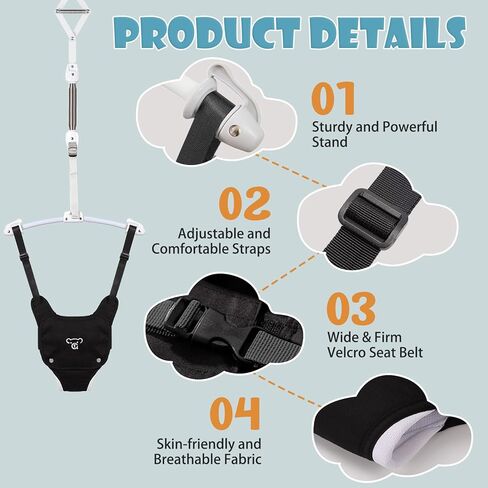 Baby Jumper, Baby Doorway Jumper with Adjustable Strap, Protable Baby Jumpers and Bouncers, Easy to Assemble, Baby Bouncer Jumper with Water Mat in Kuwait