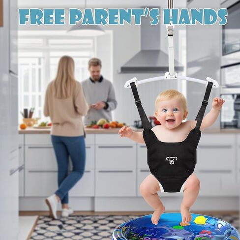 Baby Jumper, Baby Doorway Jumper with Adjustable Strap, Protable Baby Jumpers and Bouncers, Easy to Assemble, Baby Bouncer Jumper with Water Mat in Kuwait