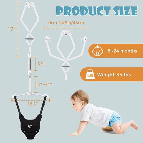 Baby Jumper, Baby Doorway Jumper with Adjustable Strap, Protable Baby Jumpers and Bouncers, Easy to Assemble, Baby Bouncer Jumper with Water Mat in Kuwait
