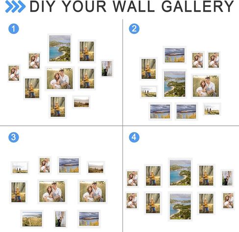 Picture Frames, Picture Collage Wall Decor 10 PCS, Gallery Wall Frame Set for Wall Mounting or Tabletop Display, Multi Sizes Including 8x10, 5x7, 4x6 Family Photo Frames White in Saudi Arabia