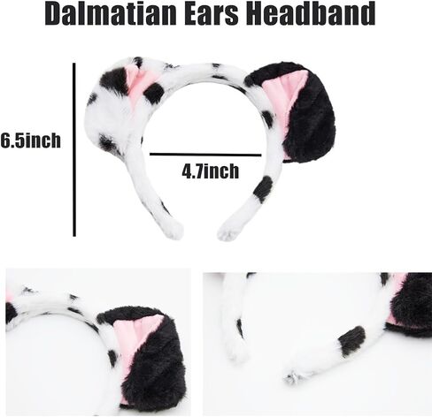 Dalmatian Costume Set with Dalmation Ears Headband Dalmatian Tail Choker Felt Stickers for Dalmation Party Dress Up in Kuwait
