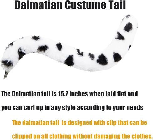Dalmatian Costume Set with Dalmation Ears Headband Dalmatian Tail Choker Felt Stickers for Dalmation Party Dress Up in Kuwait