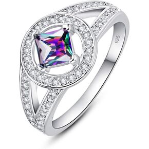 925 Sterling Silver Plated Created Amethyst Halo Brilliant Women Men Statement Ring