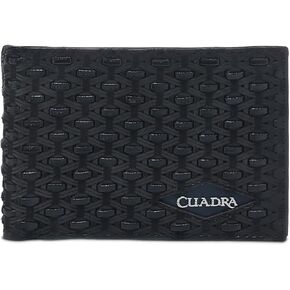 Cuadra Men's Leather Bifold Wallet, Black Geometric Pattern (Oxford)