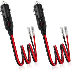 Fused Cigarette Lighter Male Plug, 12V 24V Cigarette Lighter Socket Adapter with Leads & LED Light, 16 AWG Heavy Duty Cigarette Lighter Connector Plug, Car Accessories