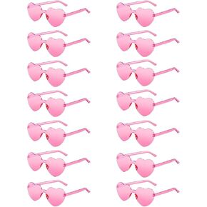 14 Pairs Heart Shaped Sunglasses for Women, Pink Rimless Glasses, Frameless Love Glasses, Fun Trendy Transparent Heart Sunglasses Valentines Party Favor