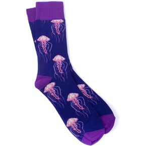 Men's Purple & Pink Jelly Fish Jellyfish Novelty Socks Tropical Life Ocean Beach Dress Socks