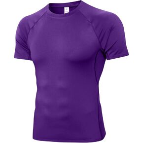 Men's Compression Shirts Short Sleeve Athletic Workout T-Shirts Sports Cool Dry Top Active Undershirt Performance Base Layer
