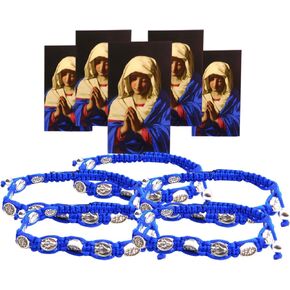 Westmon Works Hail Mary Bracelet Set Bundle Miraculous Medal Charm Wrist Fashion with Holy Card Bulk Pack, 5 of Each