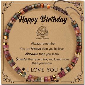 30-80th Birthday Gifts for Mom Sister Friends Coworker, Natural Stone Bracelet, Birthday Gifts for Mom Grandma Sister Cpworker Frienss, Red Creek Jasper Stones