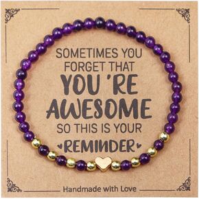 Inspirational Bracelets for Women Natural Stone Heart Charm Bracelet for Women Men Birthday Christmas Valentine's Day Teacher Appreciation Gifts Jewelry