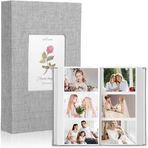 Photo Album 4x6-300 Photos Linen Cover Photo Books Large Capacity Slip-in Picture Albums with Picture Display Window for Family Wedding Anniversary Baby Vacation Pictures