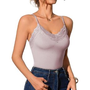 Womens Camisole Lace Tank Tops Spaghetti Straps V-Neck| Stretchy Sexy Ladies Tops Undershirt