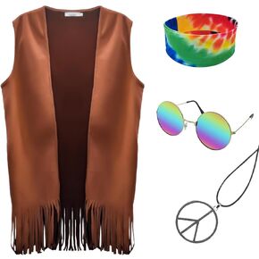 Hippie Costume for Men 60s 70s Fringe Vest Carnival Party Tassel Vest hippy Party halloween Costume