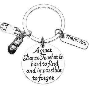 Infinity Collection Tap Dance Teacher Keychain - Dance Jewelry for Women, Silver, Round, Customizable