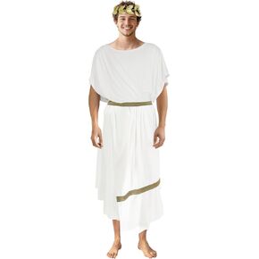 MCJC Men Greek Toga God Costume Adult Roman Deluxe Halloween Cosplay Ancient White Robe