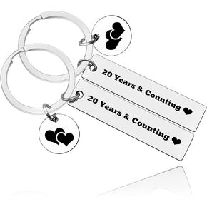 Vadaka 20th Anniversary Keychain for Couple Husband Wife 20 Year Wedding Anniversary Jewelry Gift Couple Keychain for Him Her