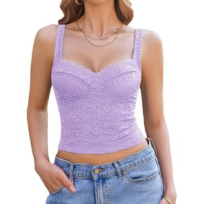Avidlove Summer Lace Tank Tops Sweetheart Neck Crop Top Sleeveless Adjustable Strap Going Out 2025 Cami