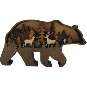 Forest Animal Desk Art Decor Wooden Farmhouse Table Decoration, Cabin Decor, Nursery Decor Mountain Decor for Bedroom Living Room (Deer)