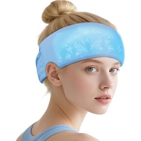 NEWGO Migraine Relief Cooling Headband with Washable Cover, Stylish Cold Head Wrap Forehead Ice Pack for Headaches, Hot Weather, Tension, Hangover