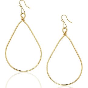 18K Gold or 925 Sterling Silver Plated Dangle Earrings for Women - Minimalist Teardrop Hoops - Hypoallergenic and Safe for Sensitive Ears