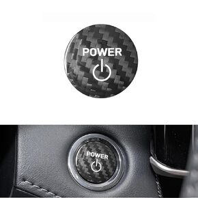 QianBao Compatible with Start Stop Button Cover Carbon Fiber Keyless Car Engine Ignition Switch for Toyota Crown Highlander 2022 2023 2024 Black