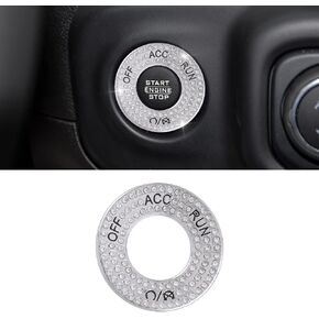 PIFOOG Bling Accessories Fit for Jeep Wrangler Gladiator Push Start Stop Button Ring Cover Sticker Decal Auto Interior Decor Trim Fit for JL JLU JT 2018-2023 Rhinestone Metal 1PC