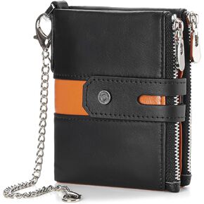 GAEKEAO Chain Wallets for Men - Bifold RFID Blocking Mens Wallet with Chain, High Security Leather Wallets with Coin Pocket
