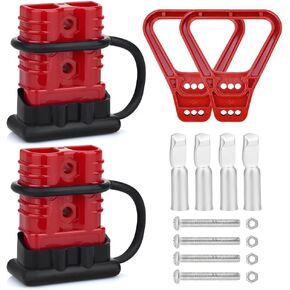 2PCS 175A 1/0-4 Gauge Battery Cable Quick Connect/Disconnect Connector Plug Kit for Car Forklift Motor Winch Trailer (Red 1/0AWG)