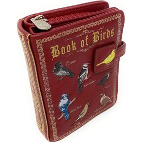 Shag Wear Book of Birds Small Wallet for Women and Teen Girls Vegan Faux Leather 4.5" Red