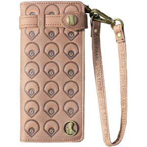 Baseballfan Super Quality New Vintage Cowhide Baseball Glove Leather Wallet with Centre Filed Pattern Wristlet Bag RFID Blocking Wallet in Gift Box for Lady's Gift