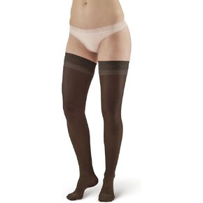 Ames Walker AW Style 4 Sheer Support 15-20 mmHg Moderate Compression Closed Toe Thigh High Stockings w/Top Band Beige Small