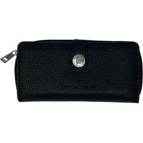Women's Leather Ludlow Clutch Wallet with Checkbook Cover Black