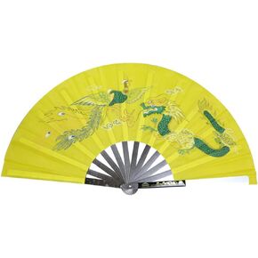 Stainless Steel Tai Chi Fan Decorative Folding Fans Chinese Kung Fu Fan for Performance Dance, Arts Dance, Training, Sports, Decorations, Festival, Gift (Black - No pattern)