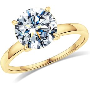 خاتم الخطوبة Solitaire Moissanite للنساء ، 1/1.5/2/3CT D Color VVS1 Clarity ، 18K Gold Mold مطلي 925 الفضة الاسترليني ، خاتم زفاف مثالي ، هدية اقتراح ، حلقة مويسانيت أنيقة للنساء