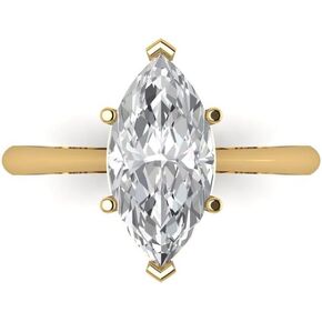 Clara Pucci 2.5Ct Marquise Cut Solitaire Moissanite Engagement Ring - Solid 14K Yellow Gold