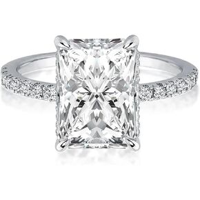 3.5 Cart White Gold S925 Radiant Cut Engagement Ring, Sterling Silver Promise Ring with Cubic Zirconia, Women’s Travel Engagement Ring, Purity Ring for Women, Unique Engagement Rings for Women, Cubic Zirconia Diamond Engagement Rings for Women