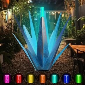 نباتات الصبار المعدنية الشمسية Gargen Lawn الحلي الزخارف المنزلية ، Solar Panel Tequila Sculpture for Outdoor Patio Synd Light في الليل ، هدايا للأصدقاء أو العائلة (1 ، أحمر)