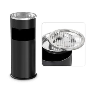 BEAMNOVA Trash Can with Lid Outdoor Indoor Stainless Steel Commercial Garbage Bin Waste Container for Patio Yard Garage with Inside Barrel, Metallic, 12.4 in x 27 in (D * H)