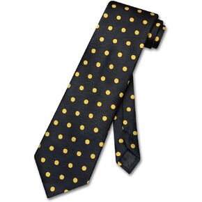 Vesuvio Napoli Necktie أسود ث/نقاط البولكا الصفراء تصميم ربطة عنق الرجال