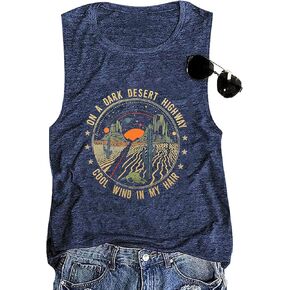 Adventure Tank Tops Women Desert Highway Shirts Nature Graphic Summer Sleeveless Outdoor Tshirt Vest