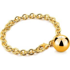 Women 925 Sterling Silver Round Cable Wire Link Bracelet Charm Heart-Bell-Square-Circle Pendant Chain Bangle Fine Jewelry Gift For Wife Her
