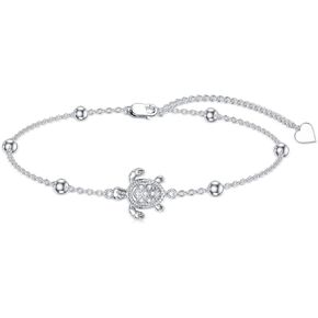 Diamond Turtle Bracelet 925 Sterling Silver Sea Turtle Bracelet Ocean Jewelry Gifts for Women