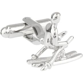 MRCUFF Ski Skier Snow Skiing Pair Cufflinks in a Presentation Gift Box & Polishing Cloth