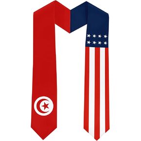 Tunisia Flag International Students Graduation Sash Stole Scarves 180 X 13 CM/70 X 5 INCHES Double Sided Graduation Decoration Item